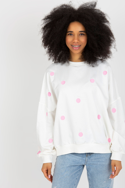 Ecru täpiline kapuutsiga dressipluus