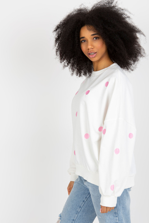 Ecru täpiline kapuutsiga dressipluus