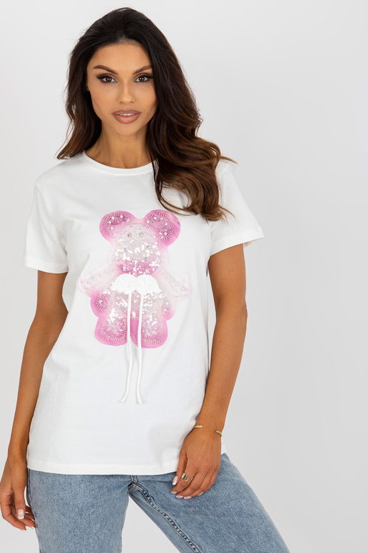 Ecru roosa puuvillane aplikatsiooniga...