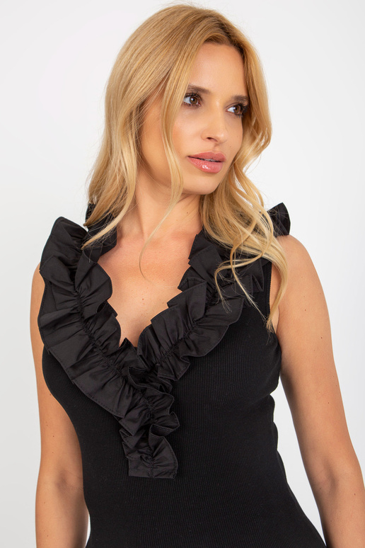 Must soonikuga V-kaelusega topp