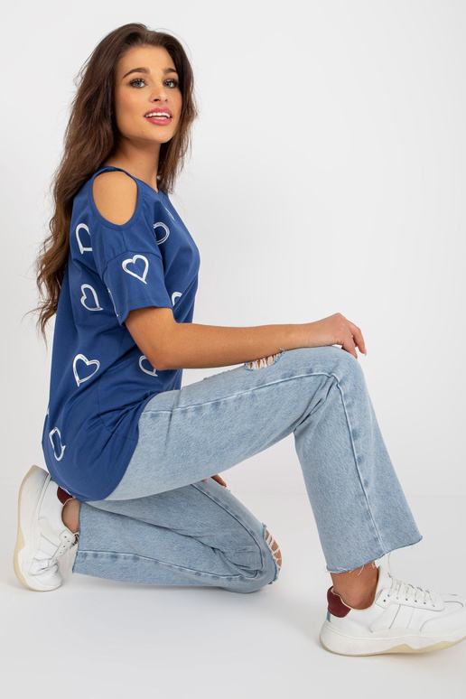 Tumesinine südametrükiga naiste pluus