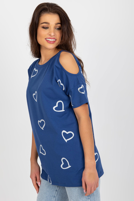 Tumesinine südametrükiga naiste pluus