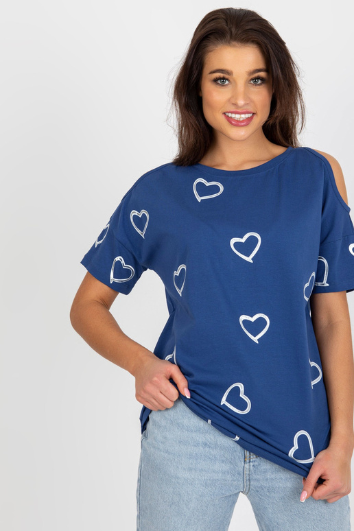 Tumesinine südametrükiga naiste pluus