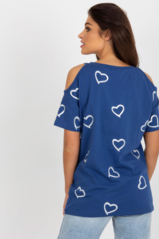 Tumesinine südametrükiga naiste pluus