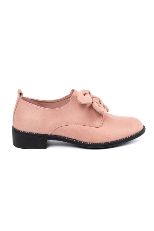 Heleroosat värvi  kingad z ozdobną kokardką