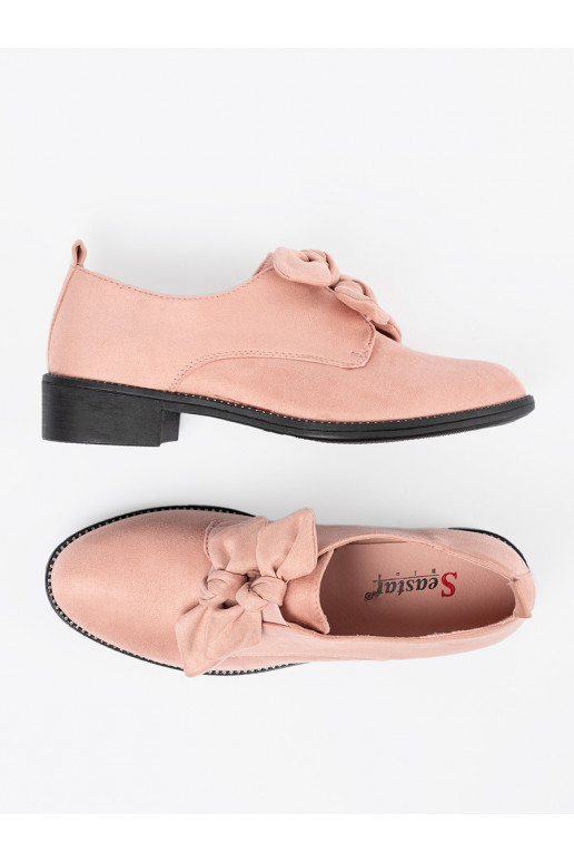 Heleroosat värvi  kingad z ozdobną kokardką