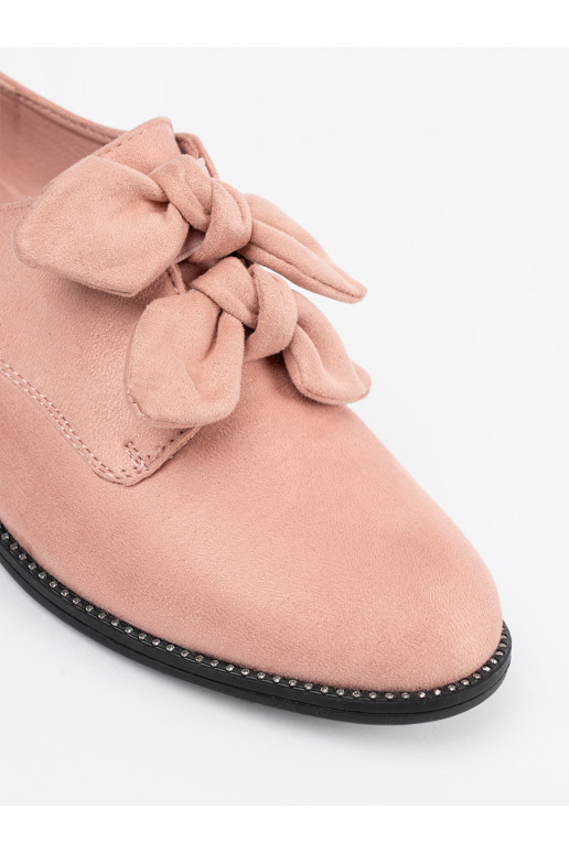 Heleroosat värvi  kingad z ozdobną kokardką