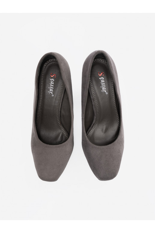 seemisnakhsed poolsaapad kõrge kontsaga halli värvi