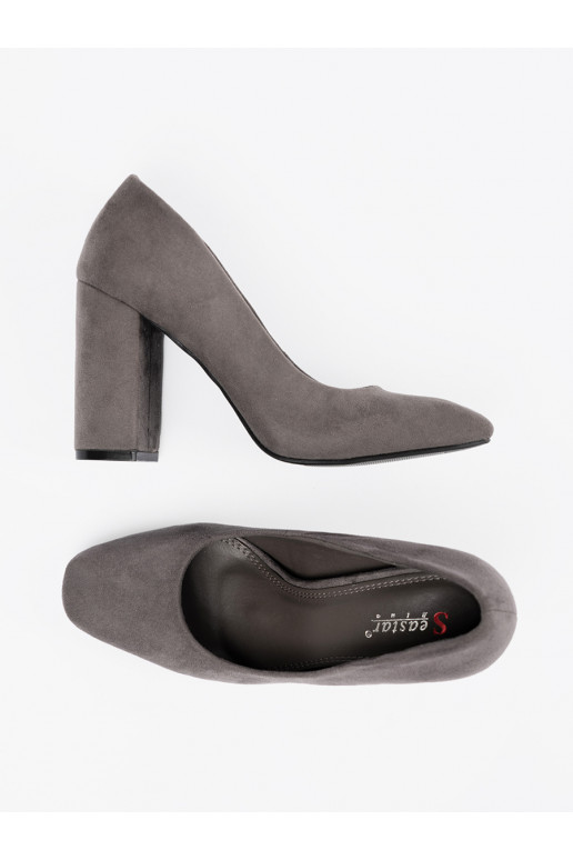 seemisnakhsed poolsaapad kõrge kontsaga halli värvi