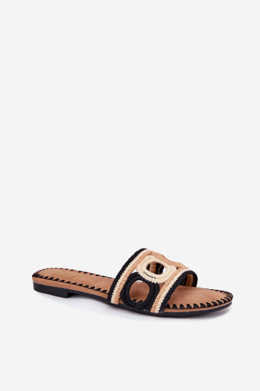 Szydełkowe naiste plätud laiade nööridega Must Nirina