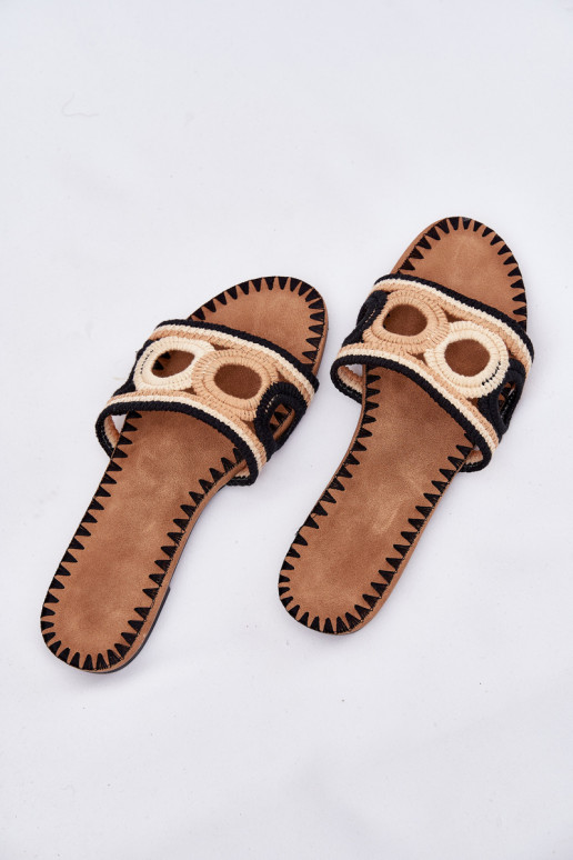 Szydełkowe naiste plätud laiade nööridega Must Nirina