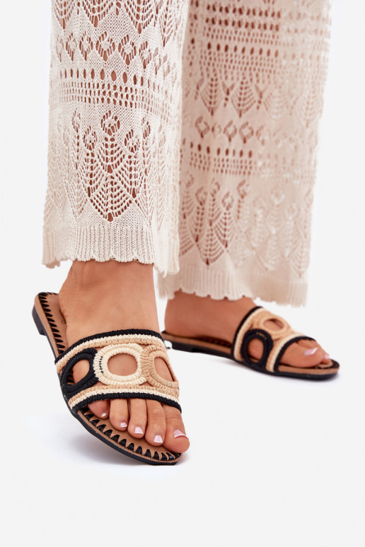 Szydełkowe naiste plätud laiade nööridega Must Nirina