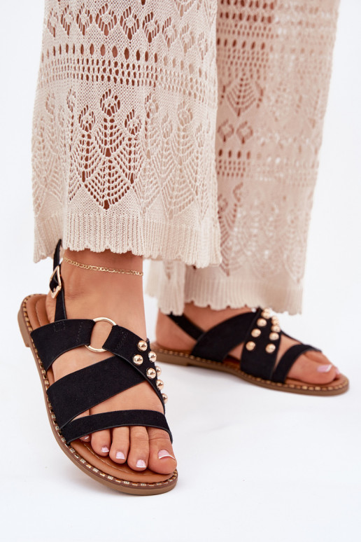 Naistesandaalid laiade nööridega Ze Kuldset värvimi  Must Zanira