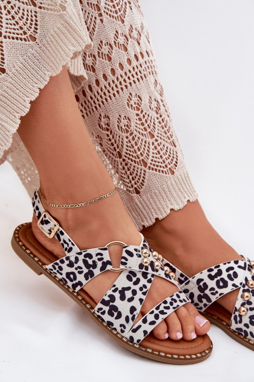 Naistesandaalid laiade nööridega Ze Kuldset värvimi  Valget-Must Zanira