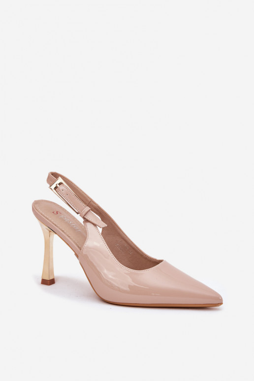 Laque kõrge kontsaga Terava ninaga jalatsid I Szpiczastymi Noskami beeži värvi Rivori