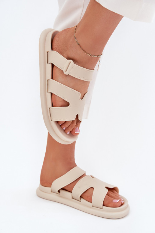 kummist naiste plätud rihmadega beeži värvi Tavirae