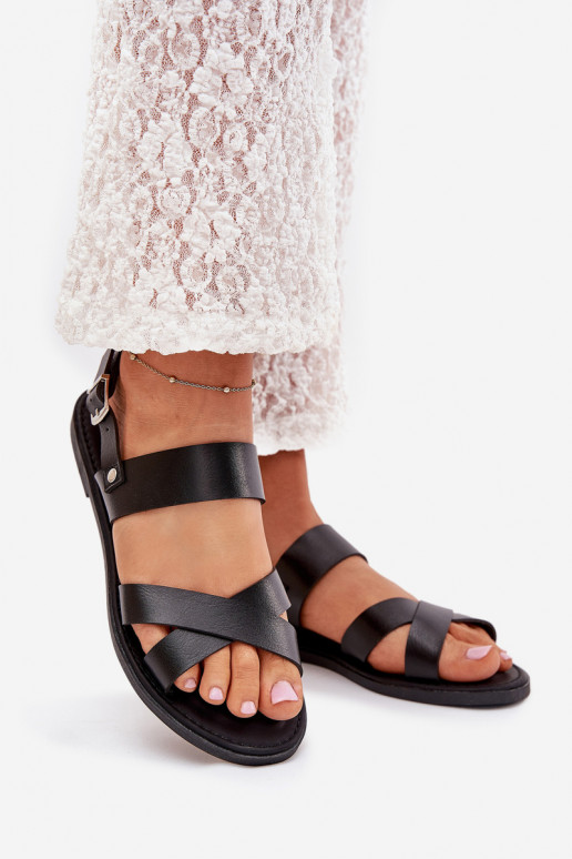 Madalad sandaalid eko-nahast Must Kalira