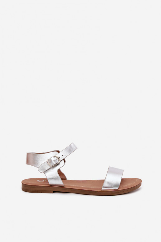 Naistesandaalid laiade nööridega Eko   Hõbedat värvi Kivara Naistesandaalid laiade nööridega Eko   Hõbedat värvi Kivara