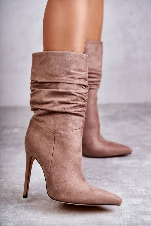  Naiste poolsaapad pika säärega saapad pruunid värvi Laguna