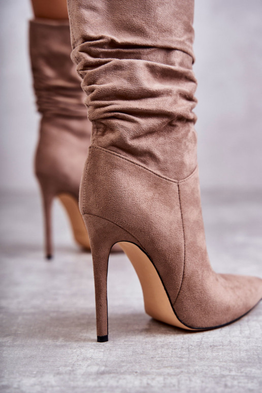  Naiste poolsaapad pika säärega saapad pruunid värvi Laguna