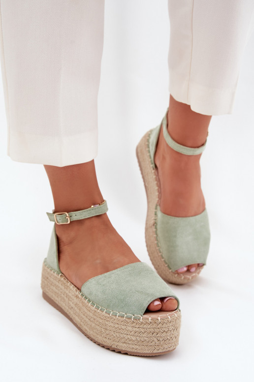 sandaalid Espadrillid platvormiga  mündiroheline Selise sandaalid Espadrillid platvormiga  mündiroheline Selise