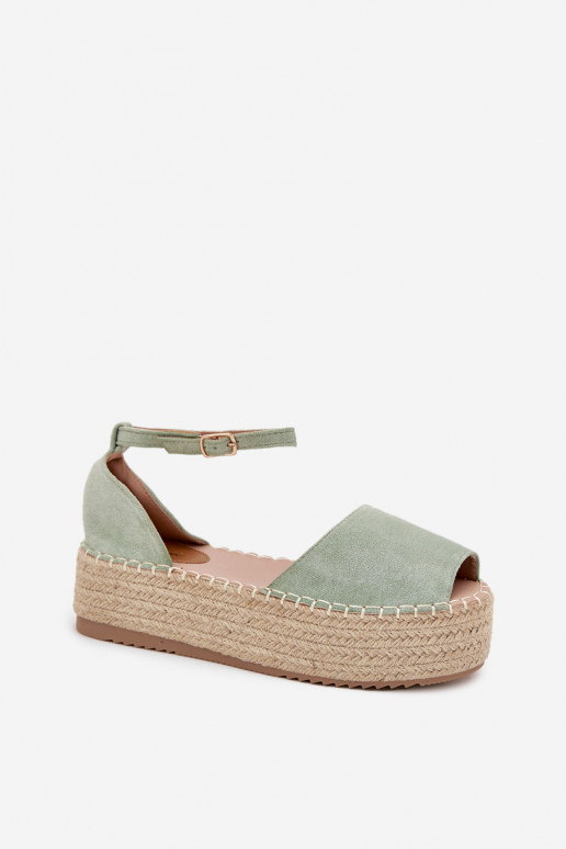 sandaalid Espadrillid platvormiga  mündiroheline Selise sandaalid Espadrillid platvormiga  mündiroheline Selise