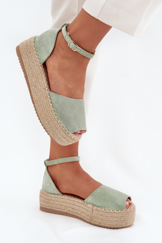 sandaalid Espadrillid platvormiga  mündiroheline Selise sandaalid Espadrillid platvormiga  mündiroheline Selise