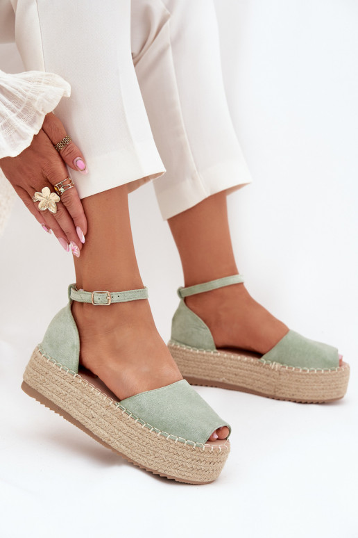 sandaalid Espadrillid platvormiga  mündiroheline Selise sandaalid Espadrillid platvormiga  mündiroheline Selise