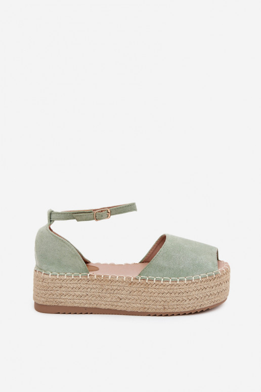 sandaalid Espadrillid platvormiga  mündiroheline Selise sandaalid Espadrillid platvormiga  mündiroheline Selise