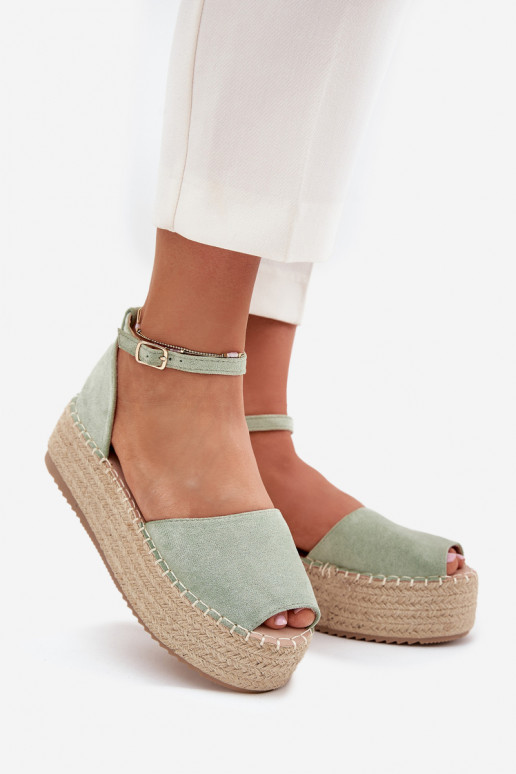 sandaalid Espadrillid platvormiga  mündiroheline Selise sandaalid Espadrillid platvormiga  mündiroheline Selise