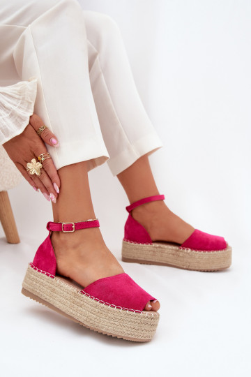 sandaalid Espadrillid platvormiga  tumeroosad värvi Selise