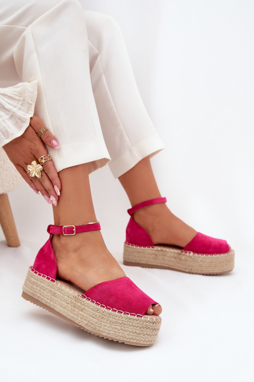 sandaalid Espadrillid platvormiga  tumeroosad värvi Selise sandaalid Espadrillid platvormiga  tumeroosad värvi Selise