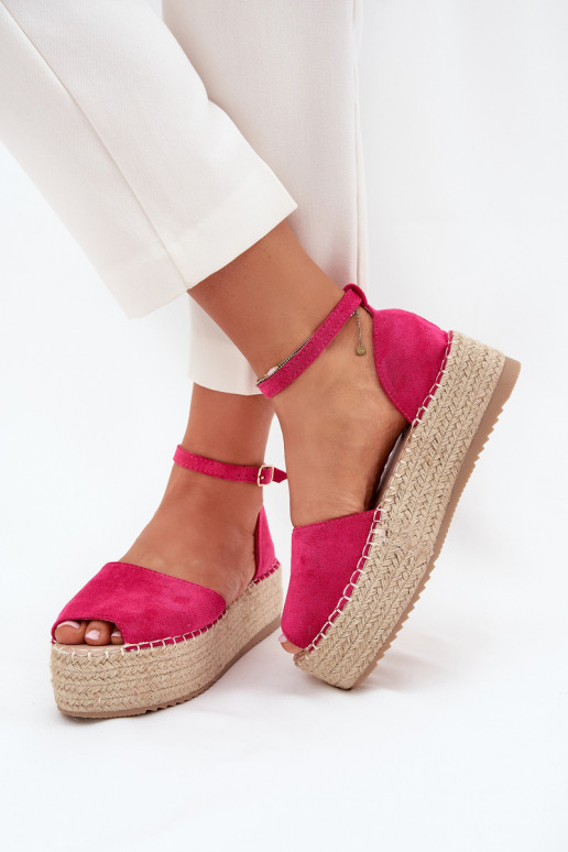 sandaalid Espadrillid platvormiga  tumeroosad värvi Selise sandaalid Espadrillid platvormiga  tumeroosad värvi Selise
