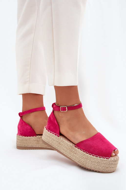 sandaalid Espadrillid platvormiga  tumeroosad värvi Selise sandaalid Espadrillid platvormiga  tumeroosad värvi Selise