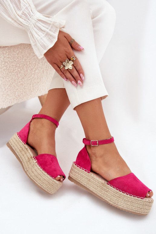 sandaalid Espadrillid platvormiga  tumeroosad värvi Selise sandaalid Espadrillid platvormiga  tumeroosad värvi Selise