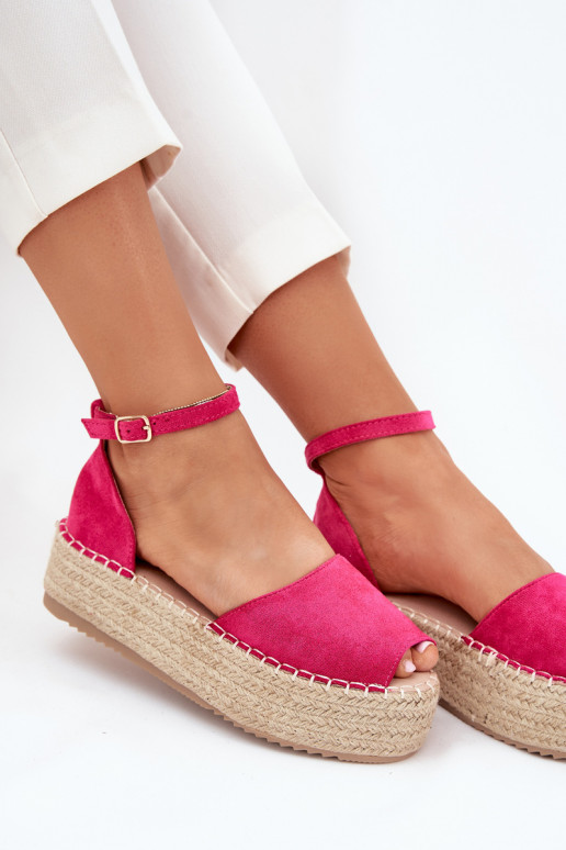sandaalid Espadrillid platvormiga  tumeroosad värvi Selise sandaalid Espadrillid platvormiga  tumeroosad värvi Selise