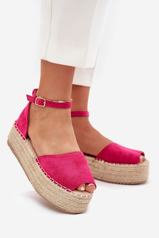 sandaalid Espadrillid platvormiga  tumeroosad värvi Selise sandaalid Espadrillid platvormiga  tumeroosad värvi Selise