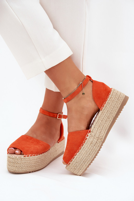 sandaalid Espadrillid platvormiga  oranži värvi Selise sandaalid Espadrillid platvormiga  oranži värvi Selise