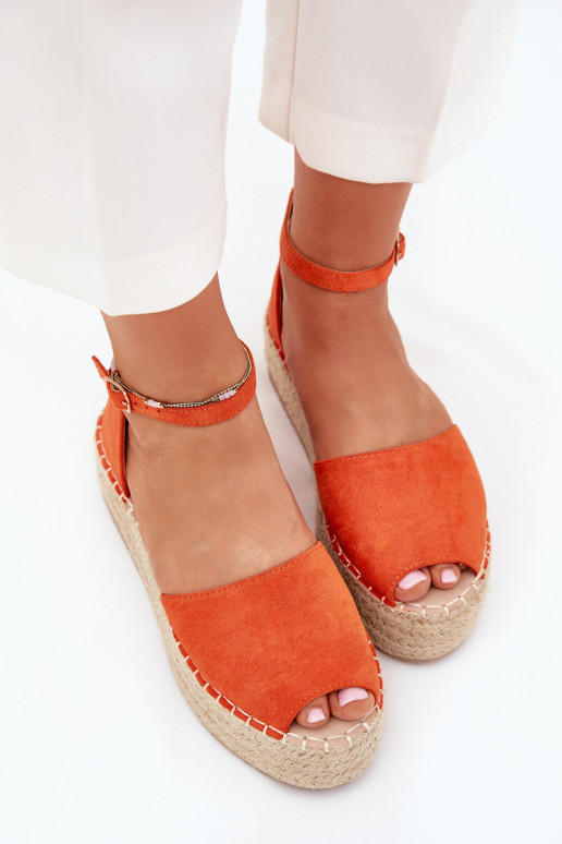 sandaalid Espadrillid platvormiga  oranži värvi Selise sandaalid Espadrillid platvormiga  oranži värvi Selise