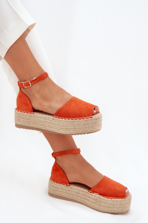 sandaalid Espadrillid platvormiga  oranži värvi Selise sandaalid Espadrillid platvormiga  oranži värvi Selise