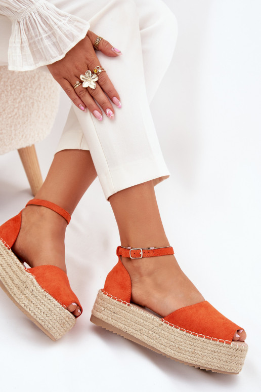 sandaalid Espadrillid platvormiga  oranži värvi Selise sandaalid Espadrillid platvormiga  oranži värvi Selise
