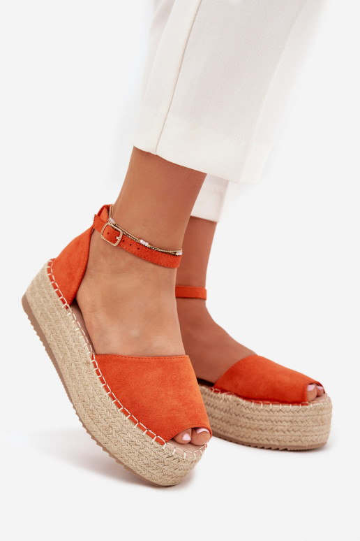 sandaalid Espadrillid platvormiga  oranži värvi Selise sandaalid Espadrillid platvormiga  oranži värvi Selise