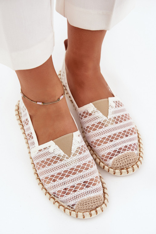 pitsilised espadrillid  võrguga valget värvi Faylira pitsilised espadrillid  võrguga valget värvi Faylira