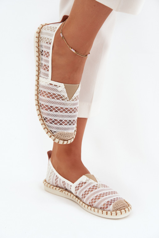 pitsilised espadrillid  võrguga valget värvi Faylira pitsilised espadrillid  võrguga valget värvi Faylira