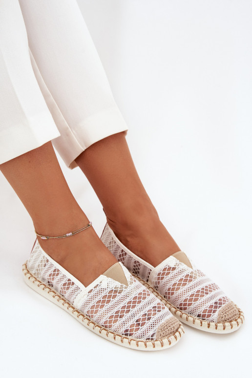 pitsilised espadrillid  võrguga valget värvi Faylira pitsilised espadrillid  võrguga valget värvi Faylira