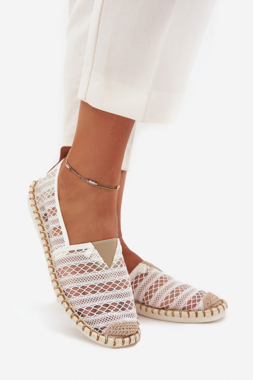 pitsilised espadrillid  võrguga valget värvi Faylira pitsilised espadrillid  võrguga valget värvi Faylira