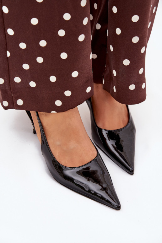 Laque Kingad kõrge jämeda kontsaga Terava ninaga jalatsid Must Talira