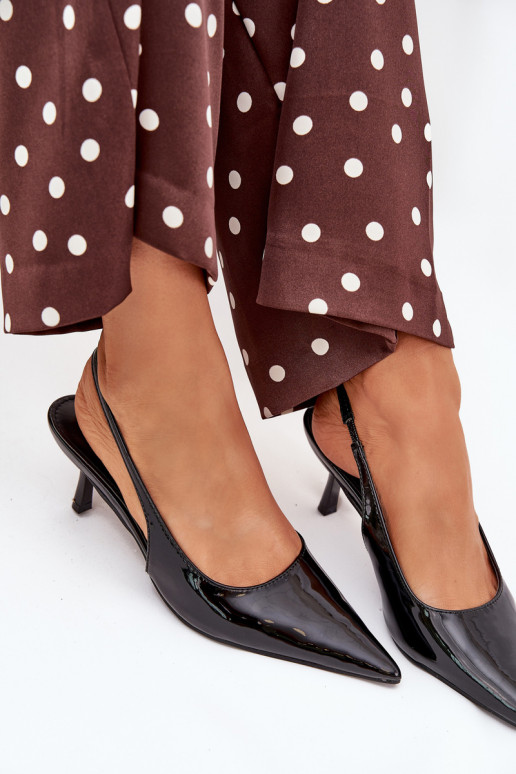 Laque Kingad kõrge jämeda kontsaga Terava ninaga jalatsid Must Talira