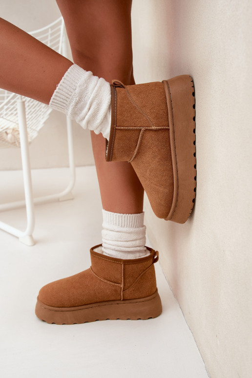 nööpidega lumesaapad  platvormiga voodriga karusnahaga pruunid värvi Vesirae