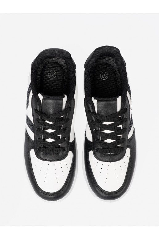  must-valge värv Naiste kingad z brokatowymi wstawkami